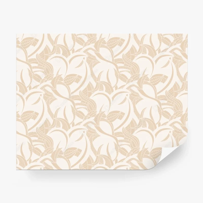Wall mural beige botanical leaf pattern