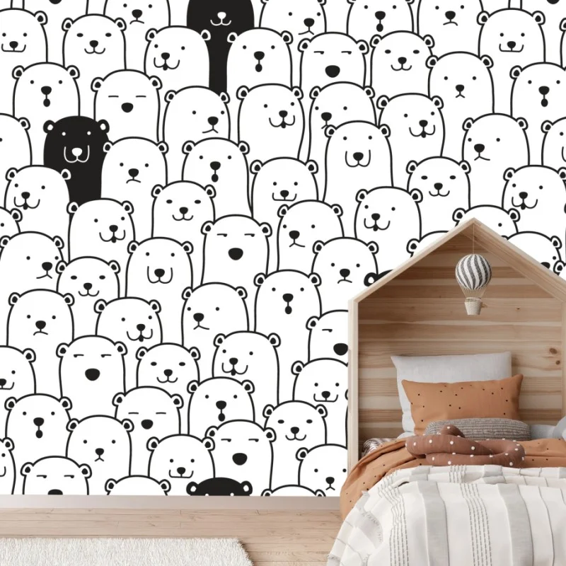 Wall mural adorable bear crowd pattern
