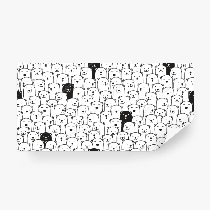 Wall mural adorable bear crowd pattern