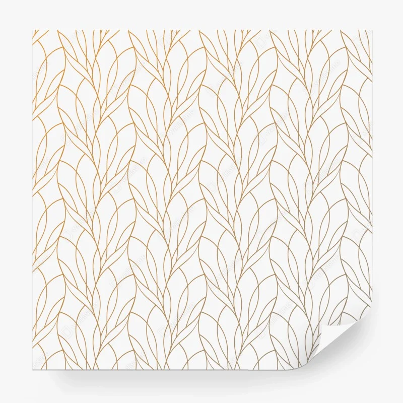 Wall mural golden leaf pattern on white background