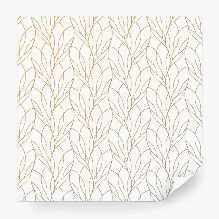 Wall mural golden leaf pattern on white background • Wallissimo®