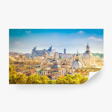 Wall mural sunlit Rome skyline with domes • Wallissimo®