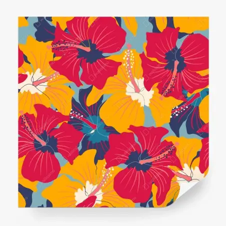 Wall mural vibrant hibiscus floral pattern • Wallissimo®