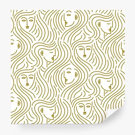Wall mural golden flowing faces seamless pattern • Wallissimo®