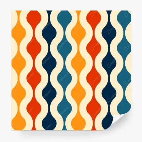 Wall mural retro wavy mid-century pattern • Wallissimo®