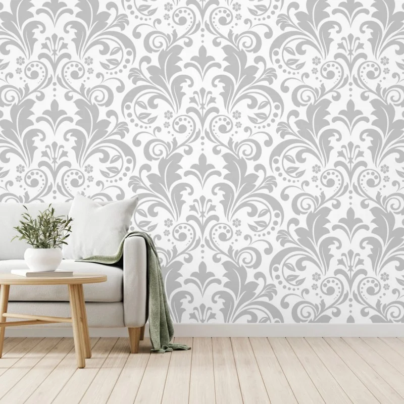 Wall mural elegant gray damask pattern