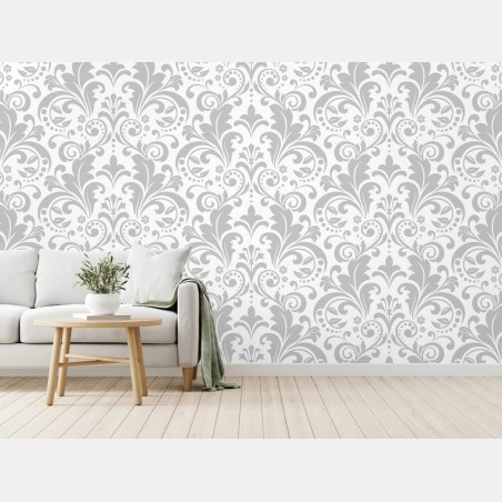 Wall mural elegant gray damask pattern • Wallissimo®