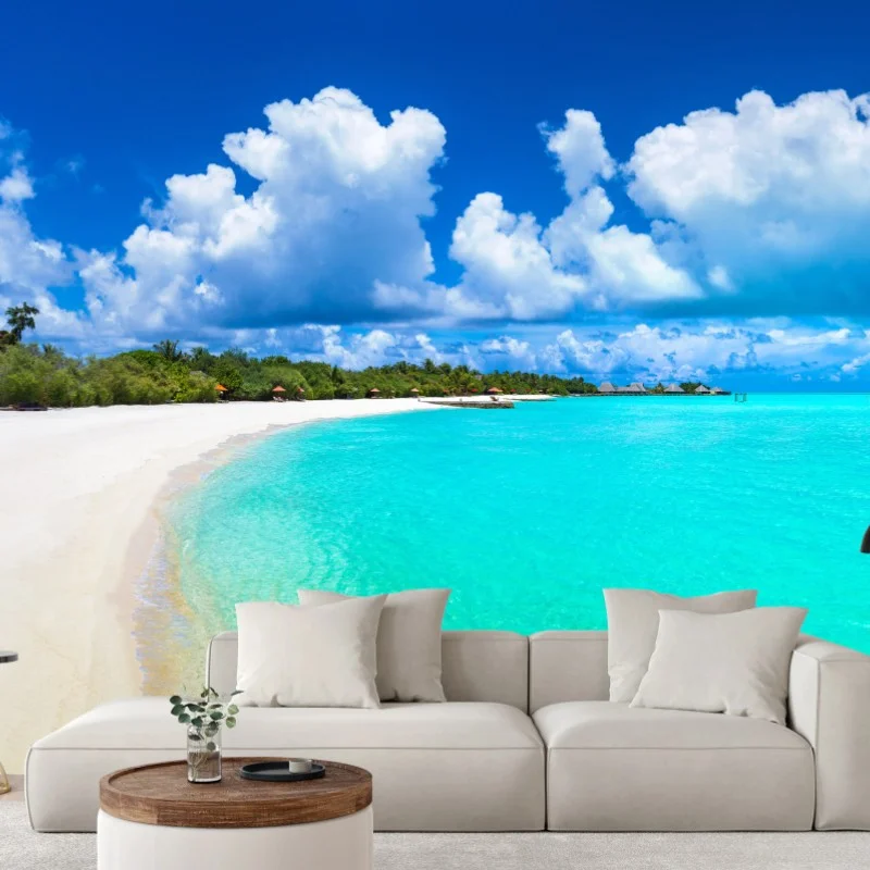 Wall mural Maldives turquoise beach panorama