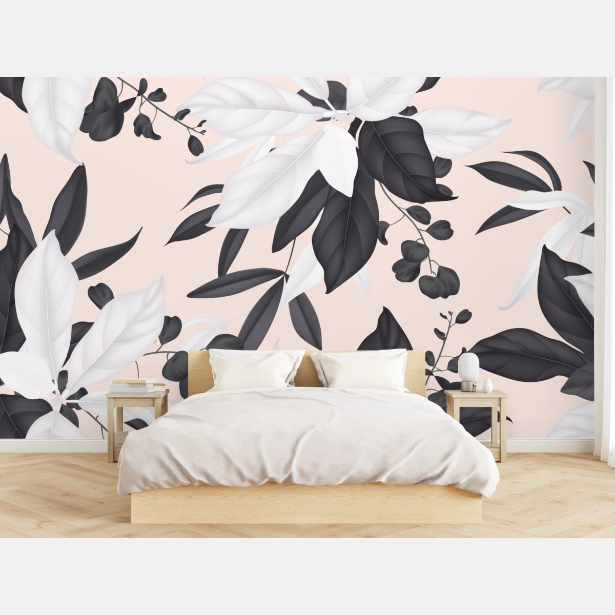 Wall mural delicate pastel botanical leaves • Wallissimo®