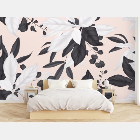 Wall mural delicate pastel botanical leaves • Wallissimo®