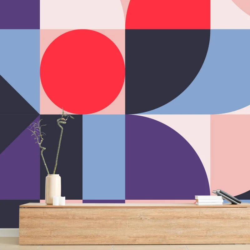 Wall mural geometric pastel shapes composition
