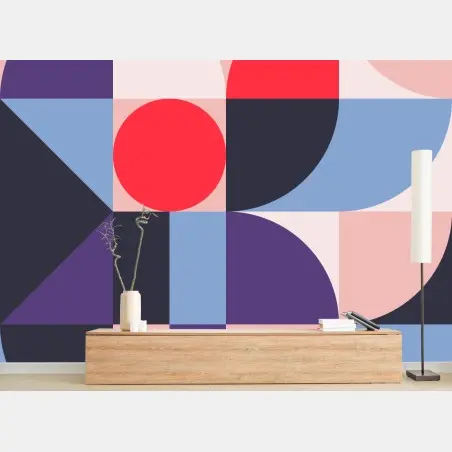 Wall mural geometric pastel shapes composition • Wallissimo®