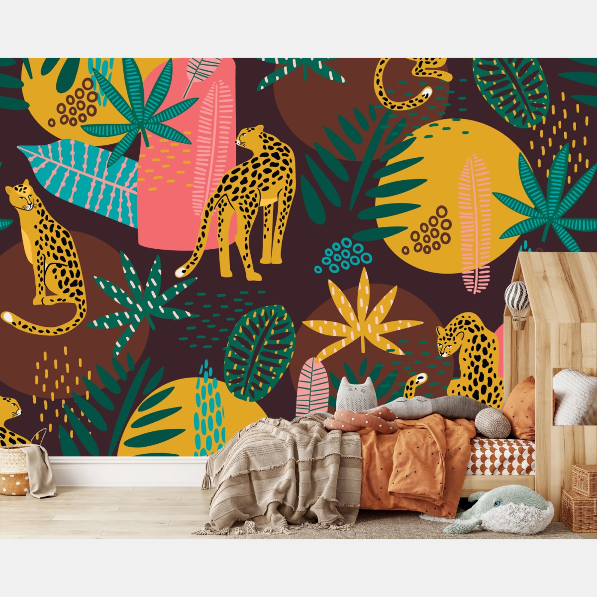 Wall mural tropical leopard jungle pattern • Wallissimo®