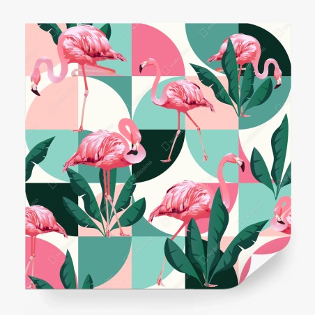 Wall mural playful pink flamingo pattern • Wallissimo®