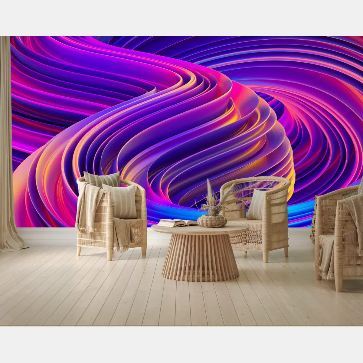 Wall mural vibrant purple 3d ribbon swirl • Wallissimo®