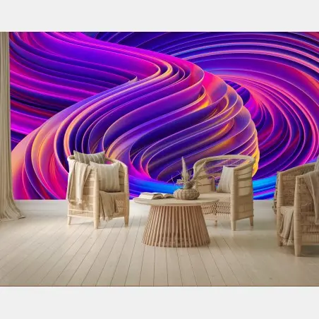 Wall mural vibrant purple 3d ribbon swirl • Wallissimo®
