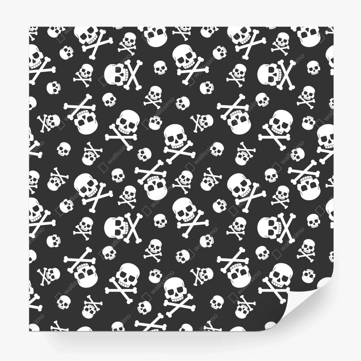 Wall mural white skull pattern on gray background • Wallissimo®