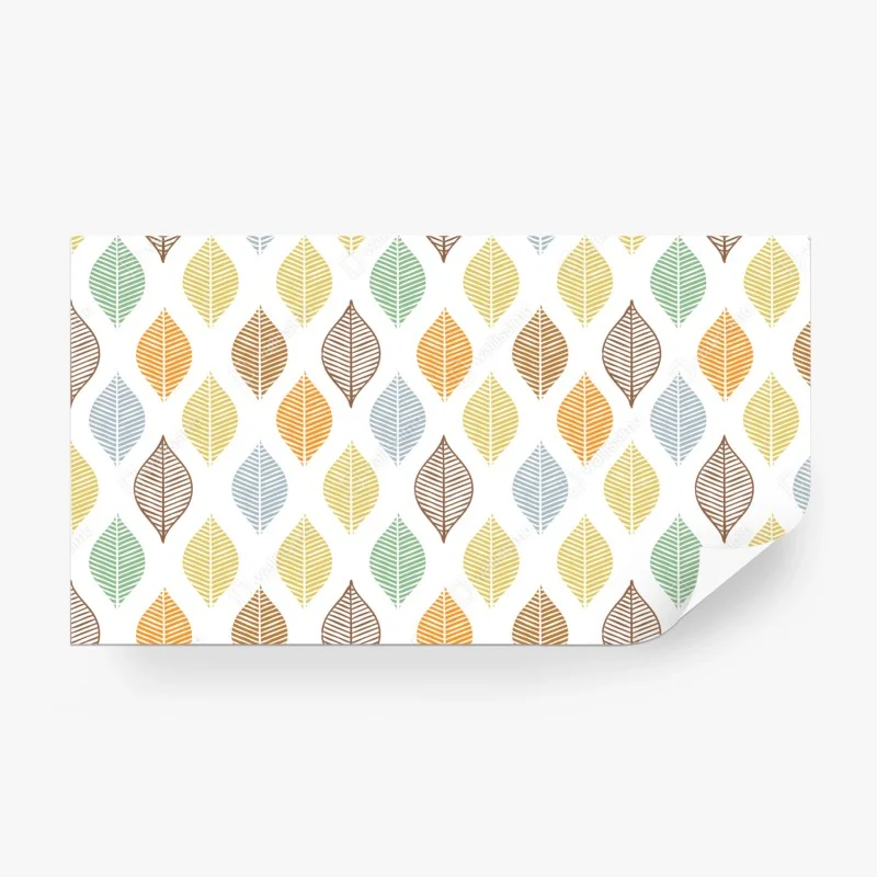 Wall mural pastel leaf pattern wall art