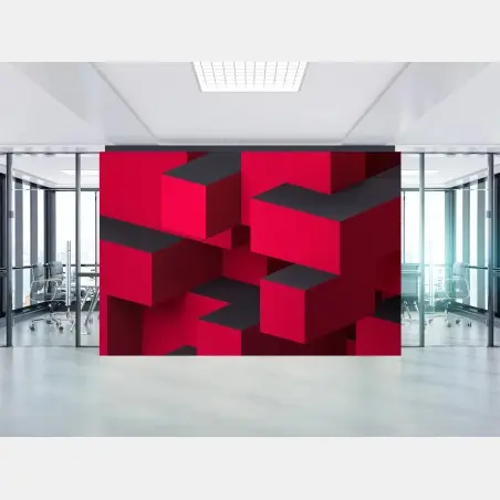 Wall mural bold red geometric blocks • Wallissimo®