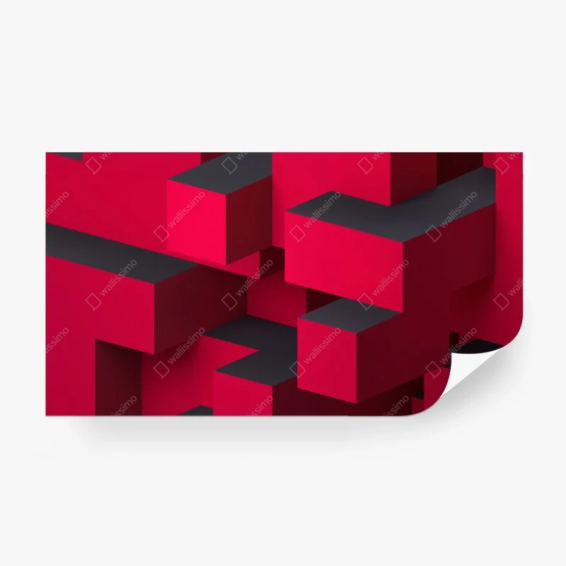 Wall mural bold red geometric blocks