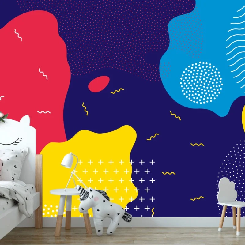 Wall mural vibrant abstract shapes pattern