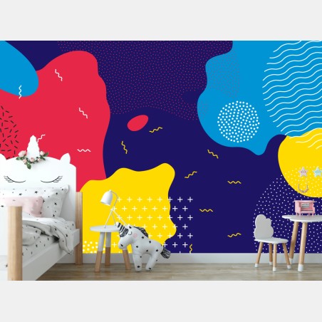 Wall mural vibrant abstract shapes pattern • Wallissimo®