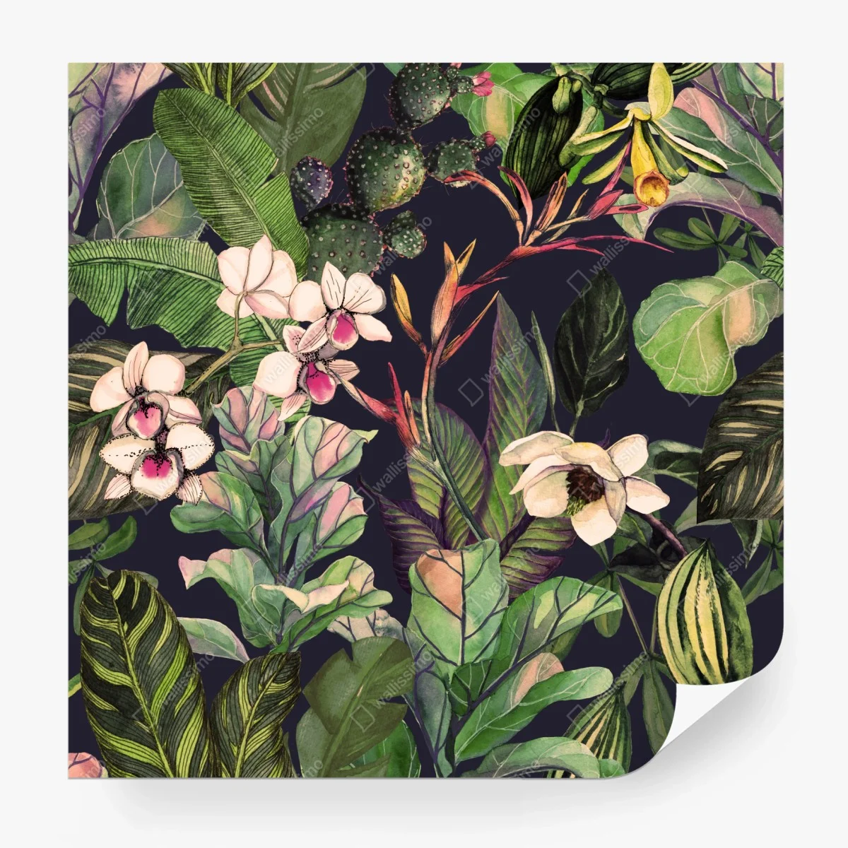 Wall mural tropical watercolor botanical pattern ⁕ Wallissimo® Wall mural tropical watercolor botanical pattern ⁕ Wallissimo®