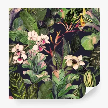 Wall mural tropical watercolor botanical pattern • Wallissimo®