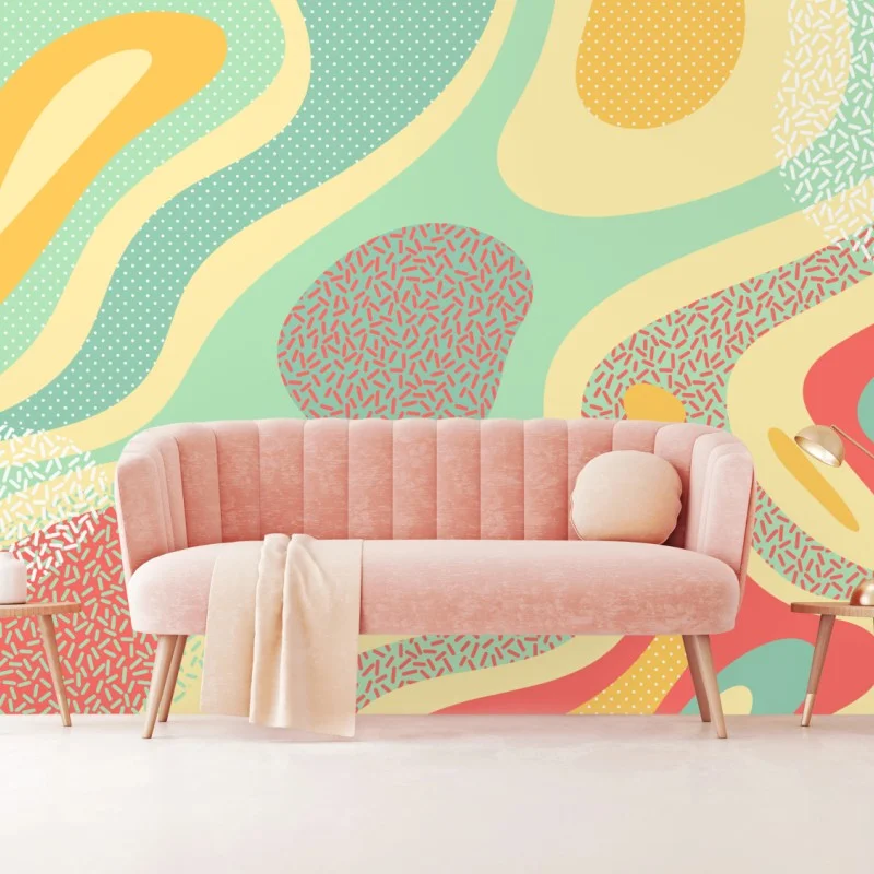 Wall mural pastel organic abstract pattern