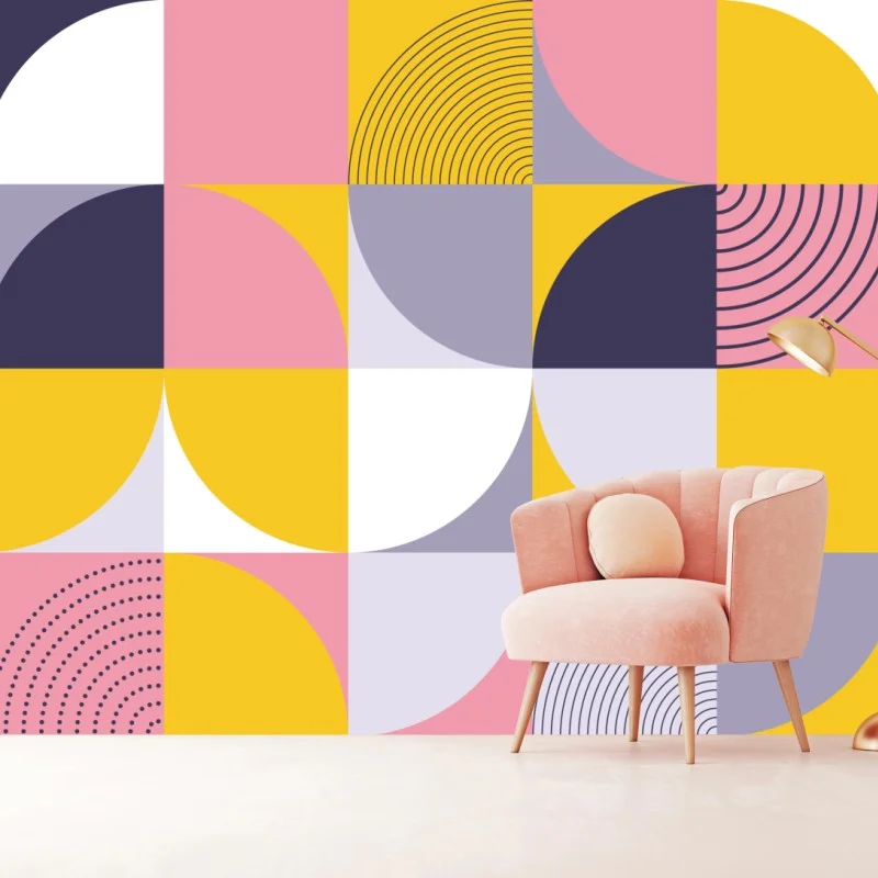 Wall mural playful geometric pastel pattern