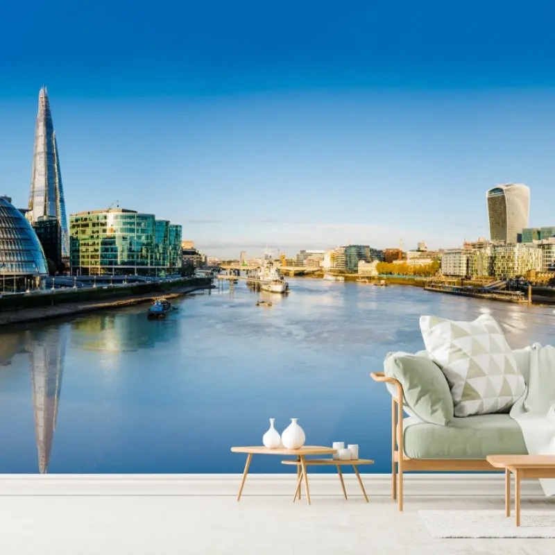 Wall mural London panoramic skyline over the river