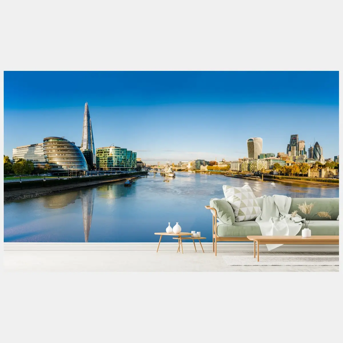 Wall mural London panoramic skyline over the river • Wallissimo®