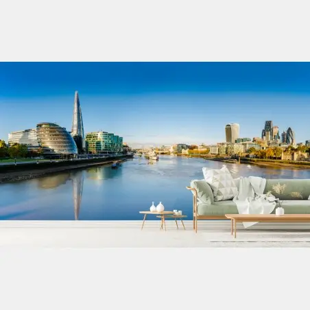 Wall mural London panoramic skyline over the river • Wallissimo®