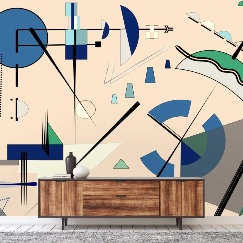 Wall mural geometric pastel composition