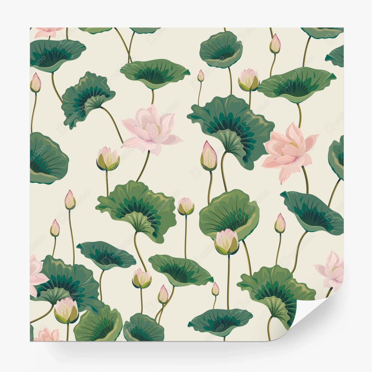 Wall mural serene lotus botanical pattern ⁕ Wallissimo® Wall mural serene lotus botanical pattern ⁕ Wallissimo®