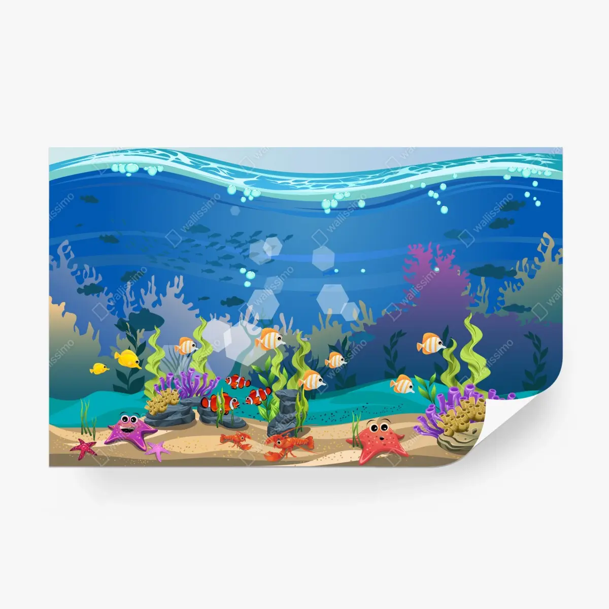 Wall mural playful underwater coral reef scene ⁕ Wallissimo® Wall mural playful underwater coral reef scene ⁕ Wallissimo®
