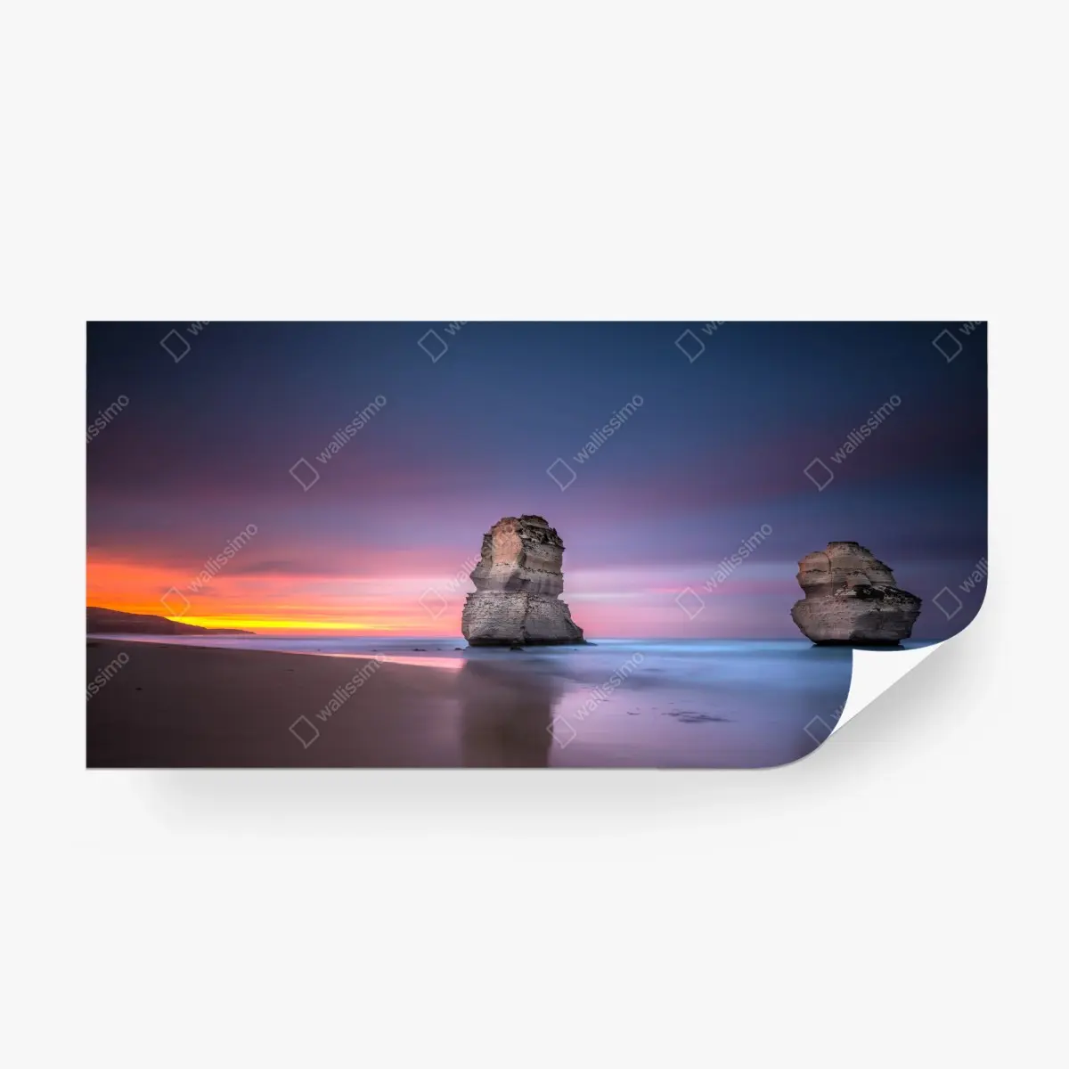 Wall mural serene coastal rock formations at sunset • Wallissimo®