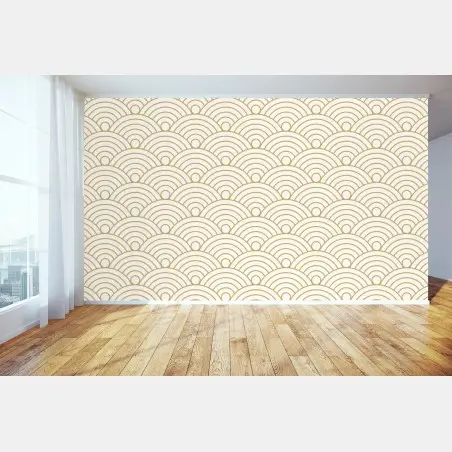 Wall mural gold seigaiha wave pattern • Wallissimo®