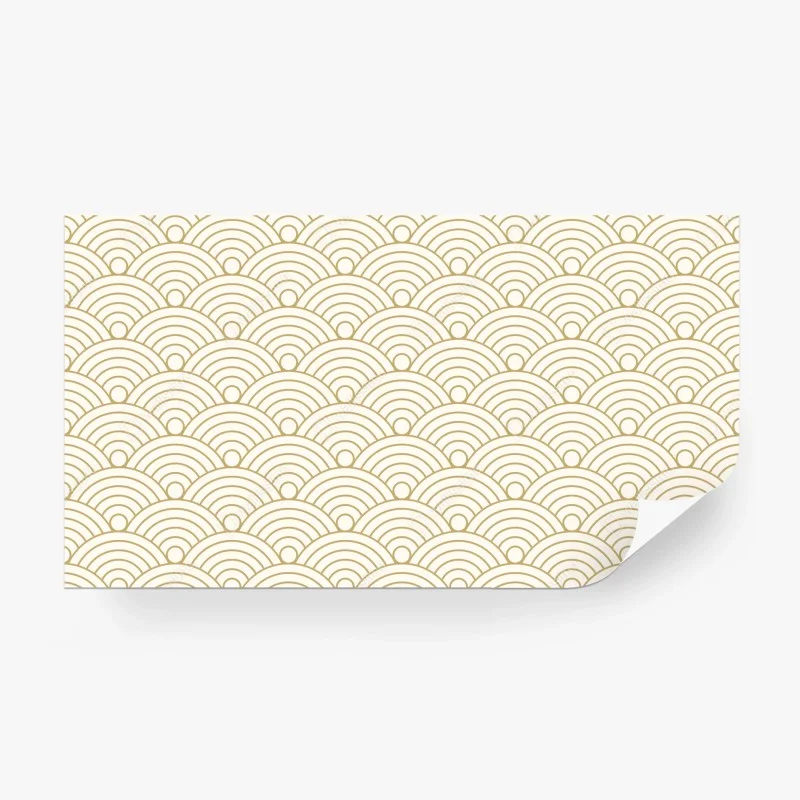 Wall mural gold seigaiha wave pattern