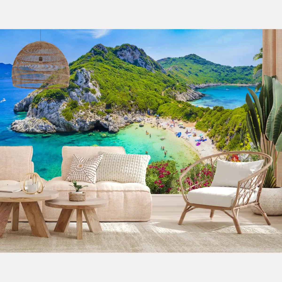 Wall mural Porto Timoni beach panorama, Corfu • Wallissimo®