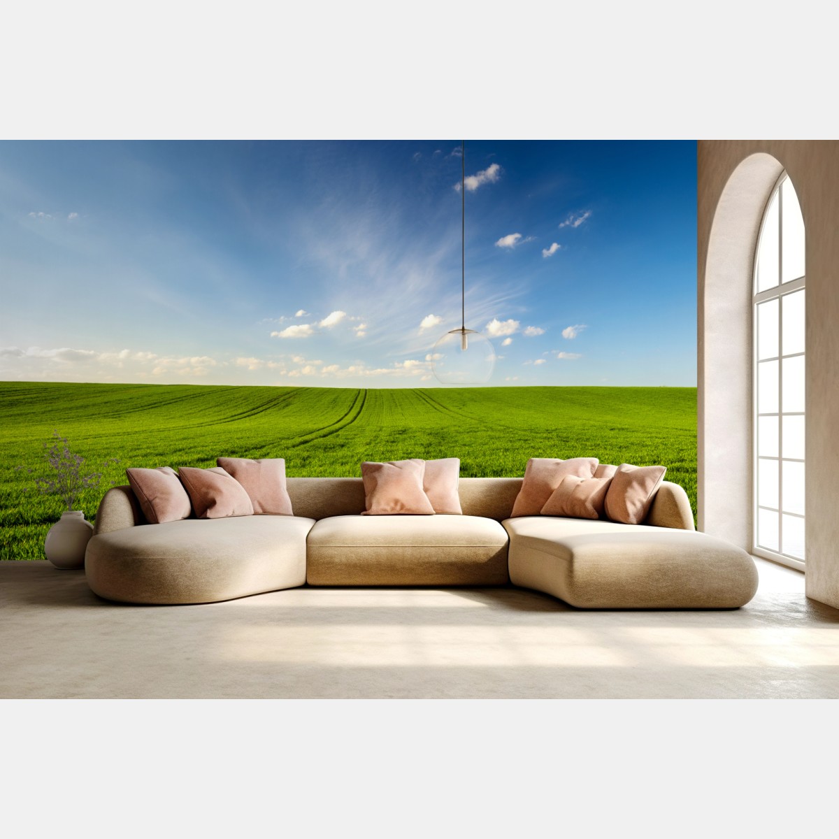 Wall mural spring green meadow panorama • Wallissimo®