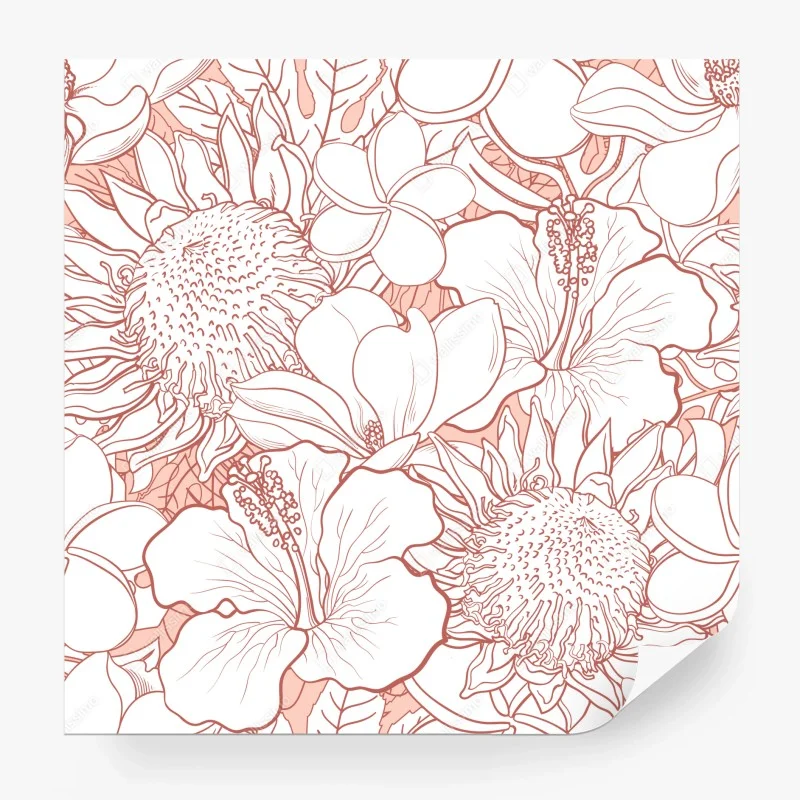 Wall mural delicate coral floral pattern