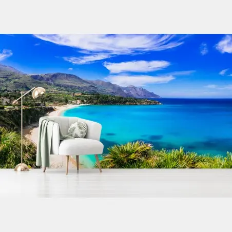 Wall mural turquoise coastal beach landscape • Wallissimo®