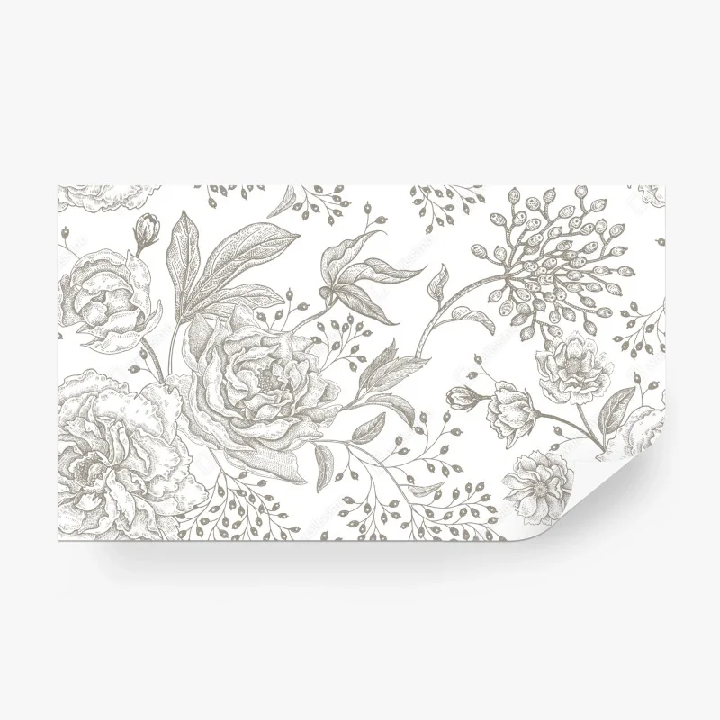 Wall mural delicate vintage botanical floral pattern
