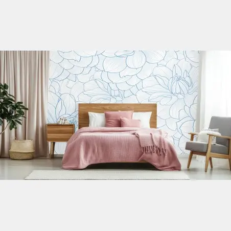 Wall mural delicate blue floral pattern • Wallissimo®
