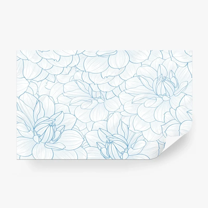 Wall mural delicate blue floral pattern