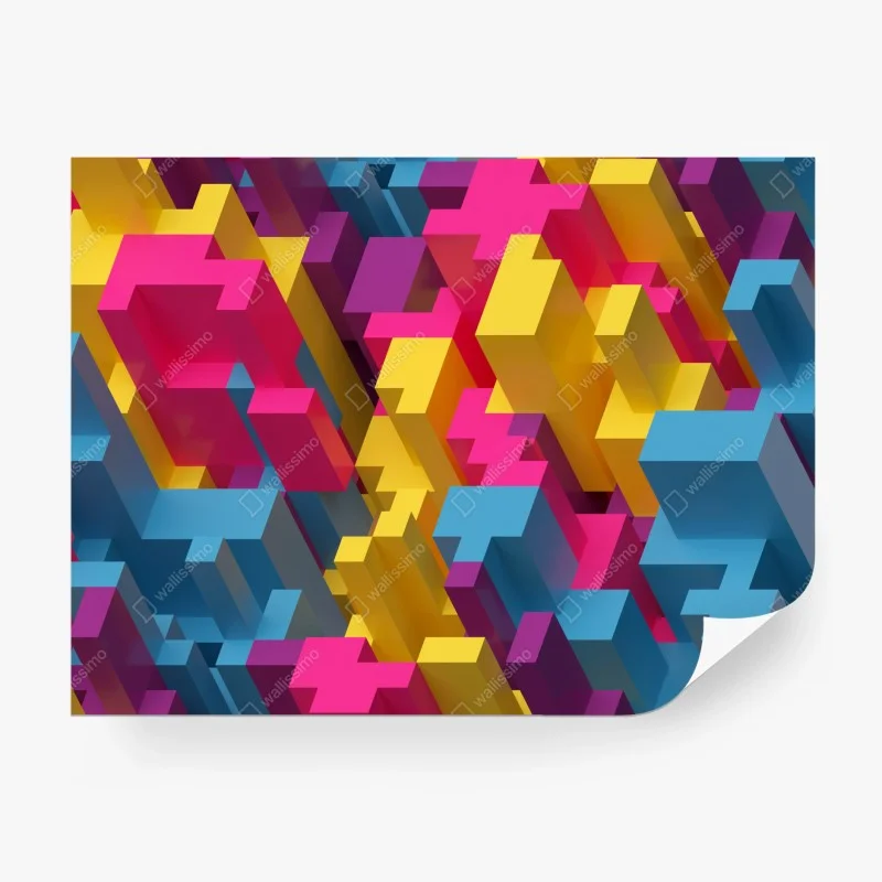 Wall mural vibrant 3d voxel pattern