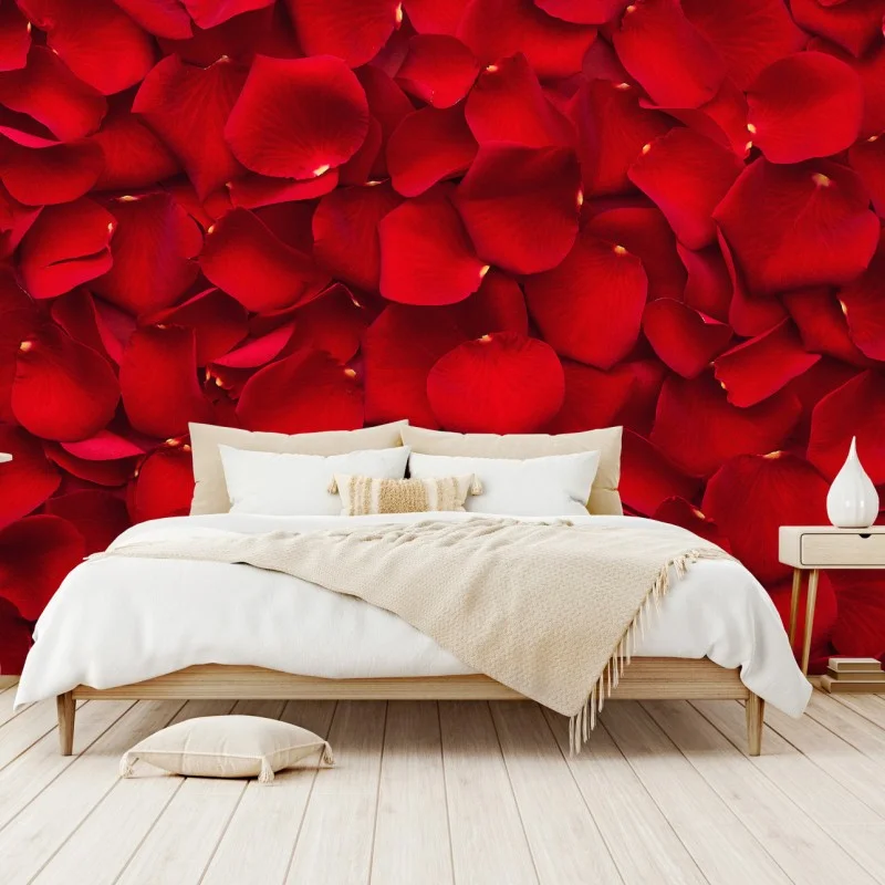 Wall mural red rose petal background