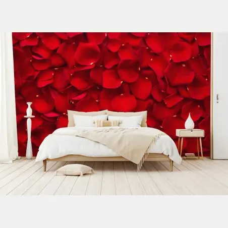 Wall mural red rose petal background • Wallissimo®