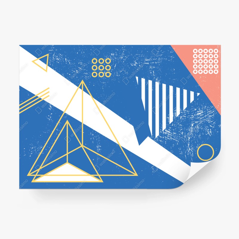 Wall mural blue geometric abstract composition